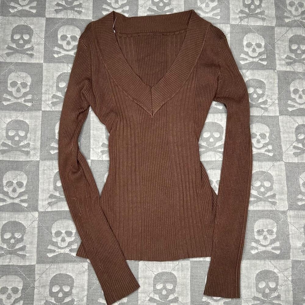 Y2k brown knitted sweater